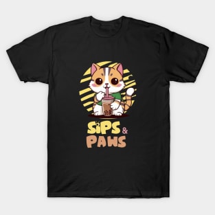Sips & Paws Boba Cat T-Shirt
